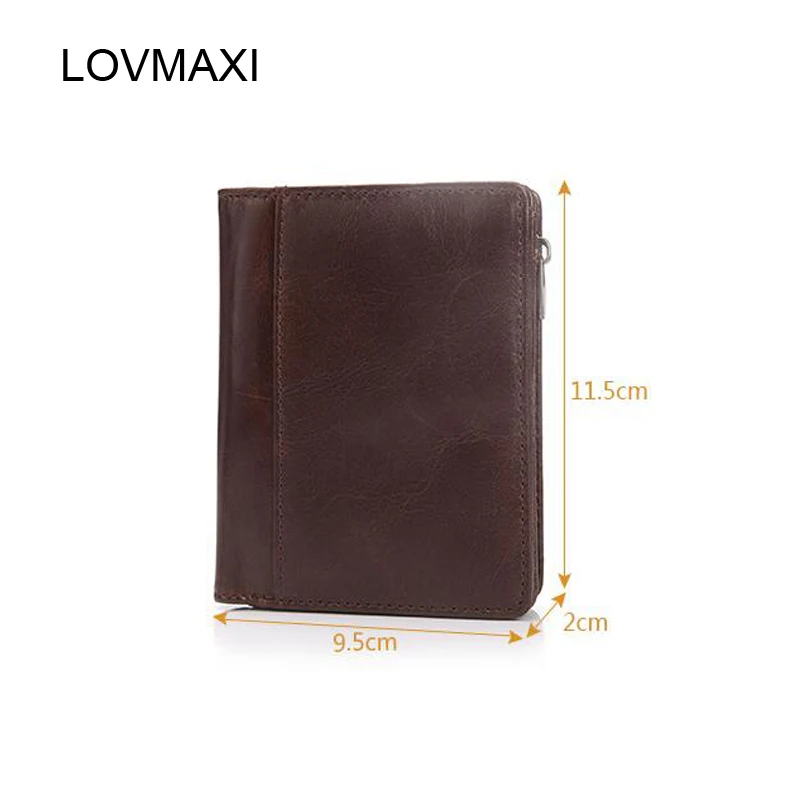 Мужские короткие кошельки LOVMAXI винтажные из 100% натуральной кожи с застежкой