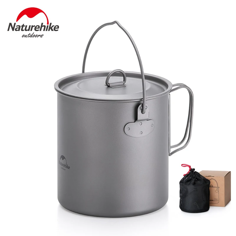 Naturehike титановая висячая чашка для горшка со складной ручкой для походов на открытом воздухе столовая посуда 800 мл 1250 мл