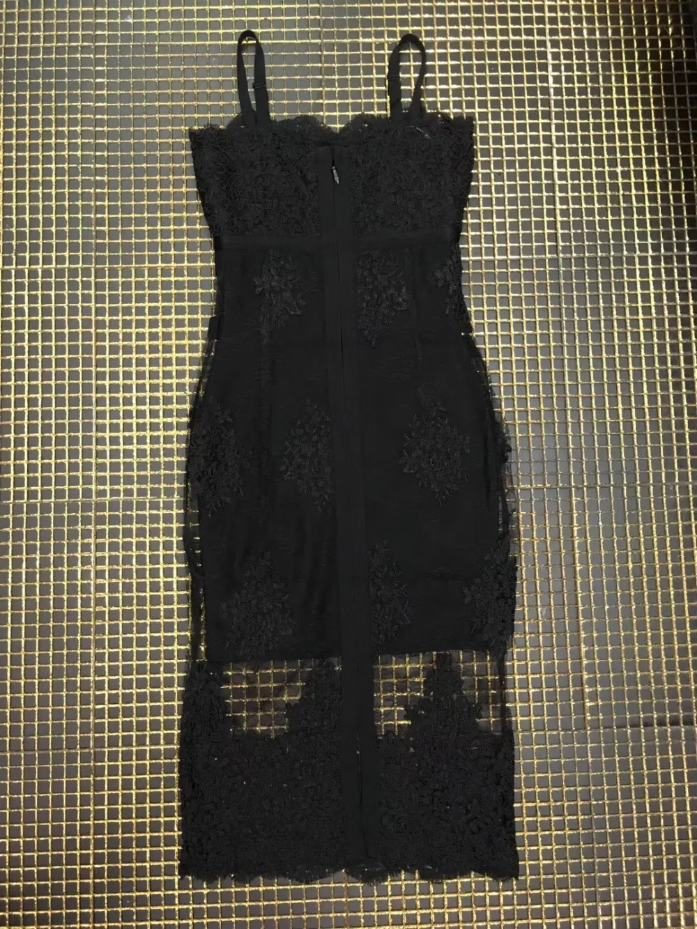 Женское кружевное платье без рукавов осеннее Клубное черное|Женские платья| |