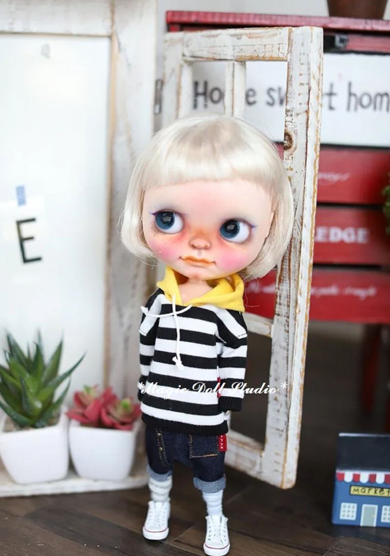 [MG695] 2020 Распродажа одежды Neoblythe # хлопковый полосатый свитер для кукольная одежда