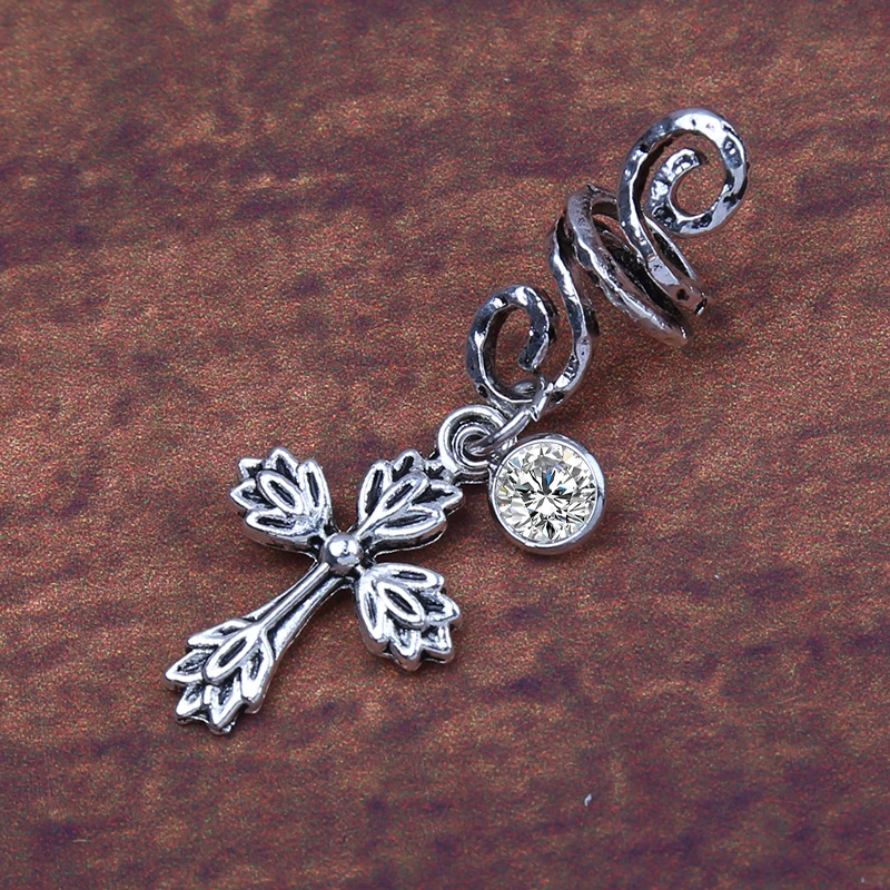 1 шт. новая Изысканная спиральная завивка волос викинга бусины с цветочным