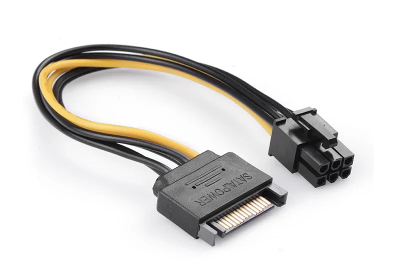 Бесплатная доставка кабель питания для видеокарты 15pin SATA папа 6pin мама PCI E с