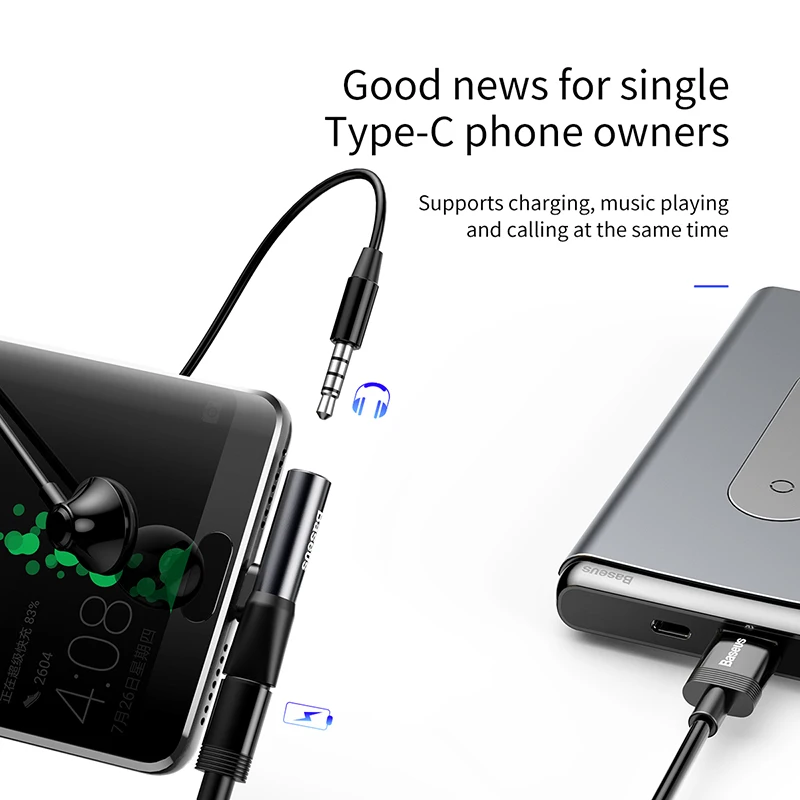 Адаптер для наушников 2 в 1 с usb type c на 3 5 мм aux аудио кабель зарядки конвертер xiaomi mi 6