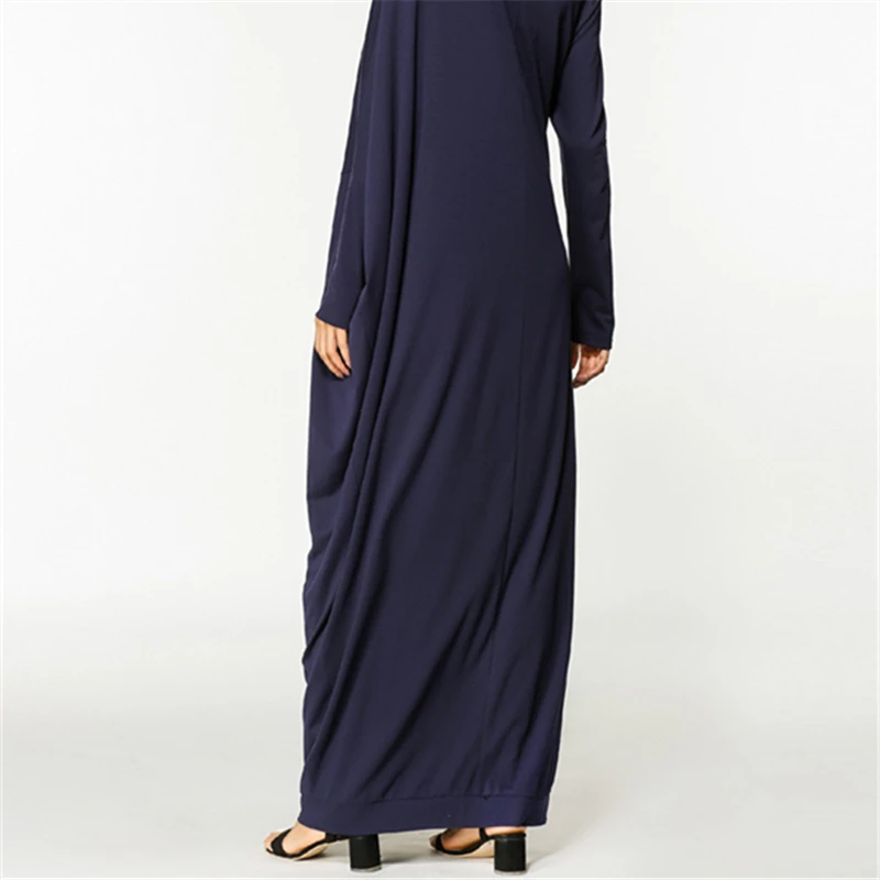 2020 Брендовое Модное темно-синее платье-кафтан Повседневное платье макси