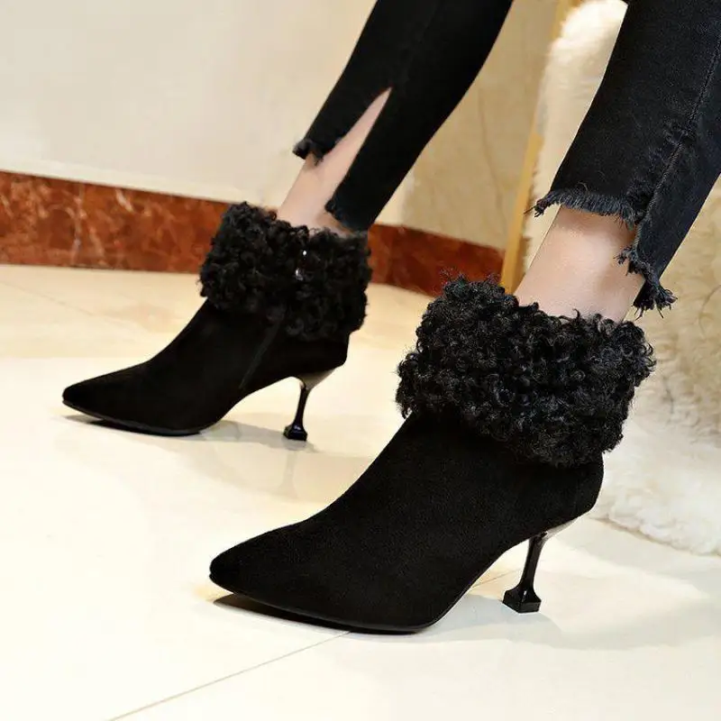 2017 Новинка модные зимние ботинки тонкой Каблучки универсальные комфорт Martin с