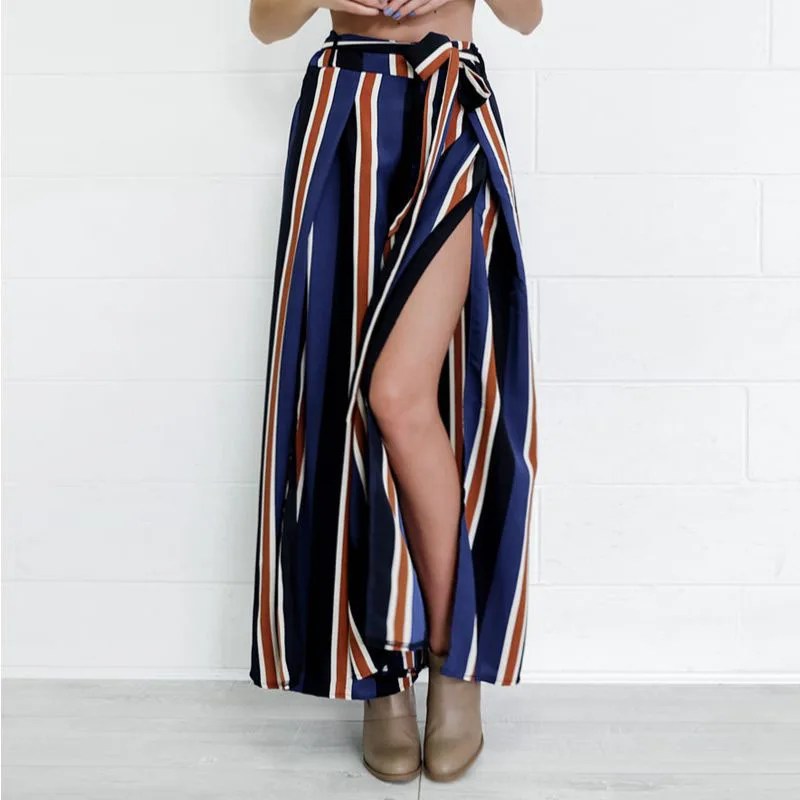 2018 брюки летние женские широкие палаццо Капри расклешенные Boho спортивные Макси