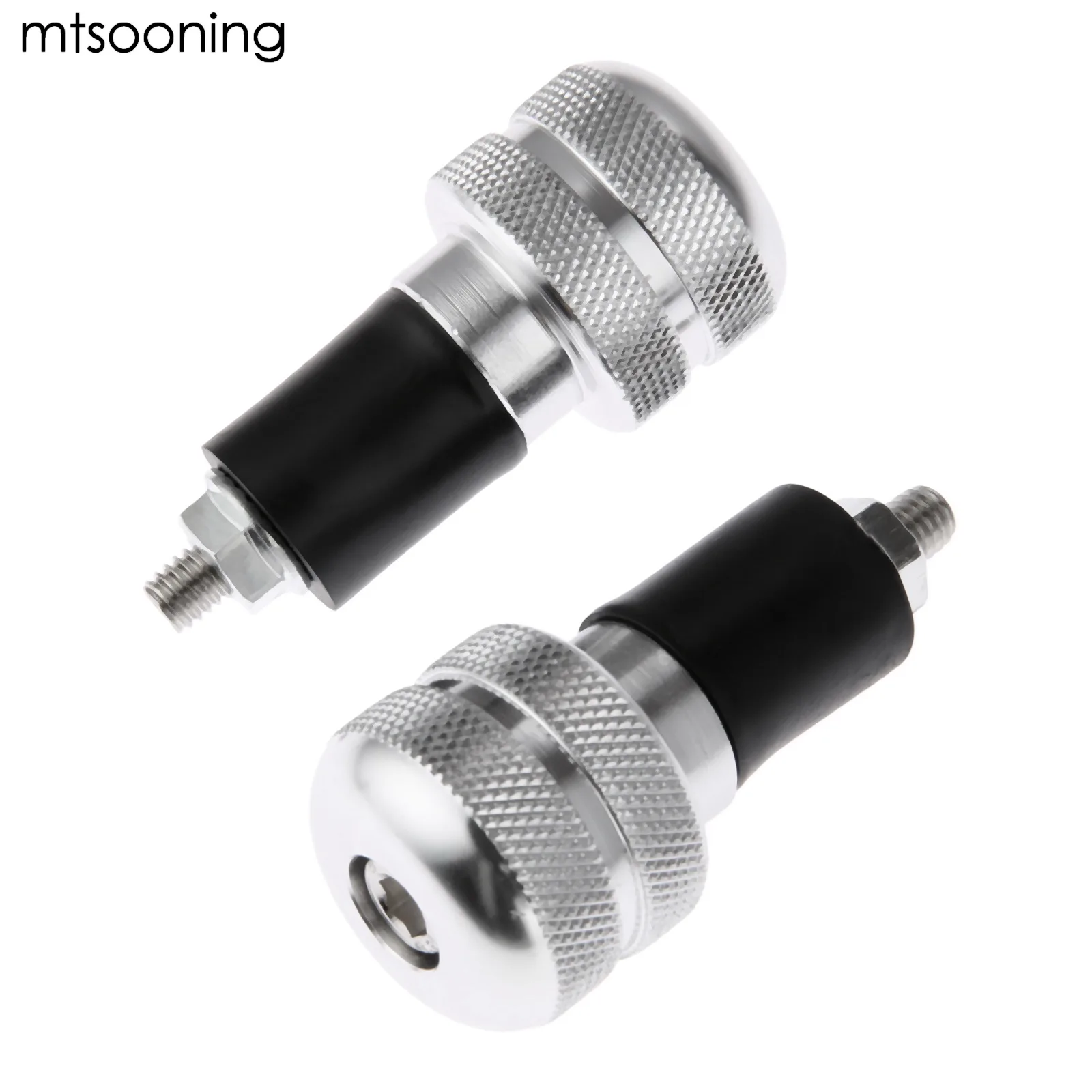 Silver Mtsooning, 7/8 дюймов, для мотоцикла, 22 мм, алюминиевый руль, заглушка, гири, ручки, заглушка, слайдер, черный, для Honda, Kawasaki, Suzuki, Yamaha - Цвет: Silver