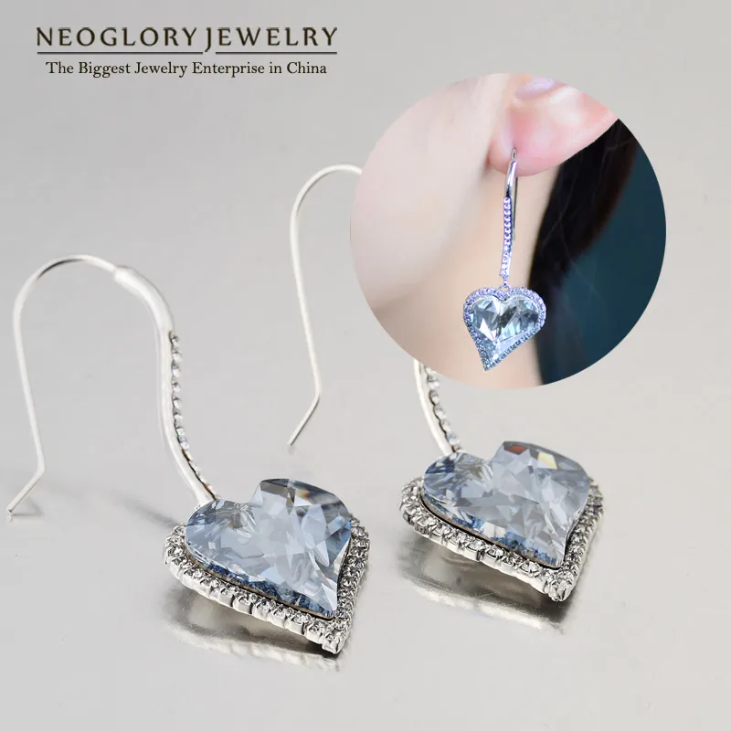 Neoglory Стразы Love Висячие Серьги Подарки 2020New Помолвочные модные украшенные
