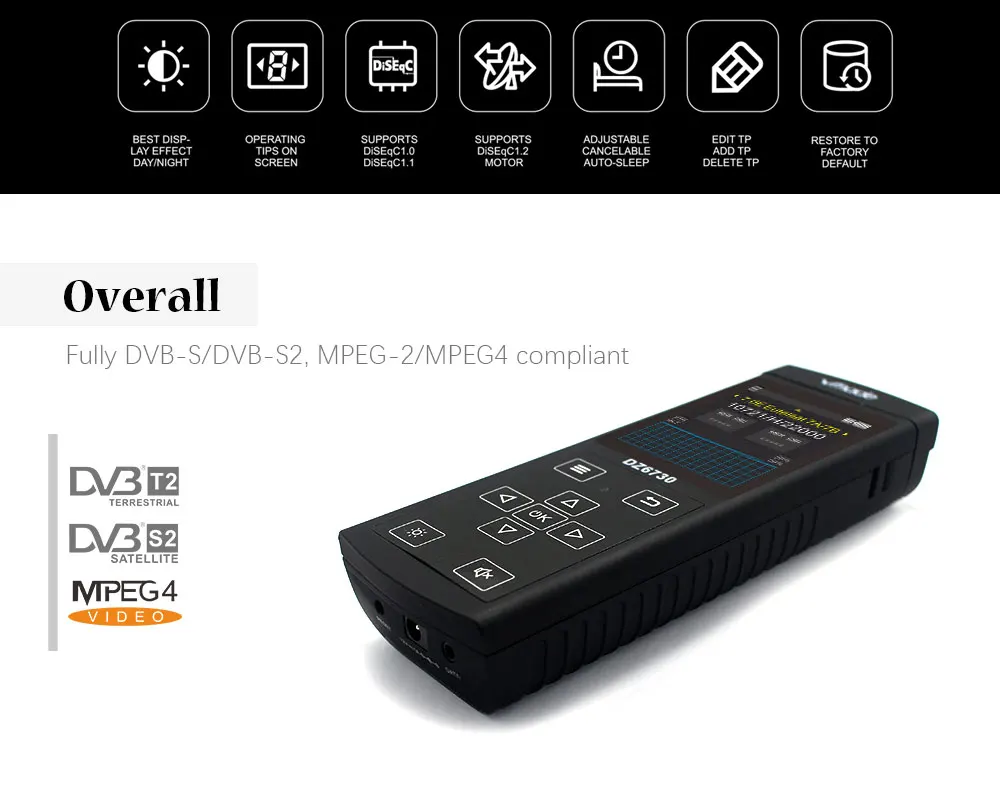 Новейший спутниковый искатель DVB-S2 Full HD 1080P FTA цифровой спутниковый искатель 3,0 дюйма дисплей
