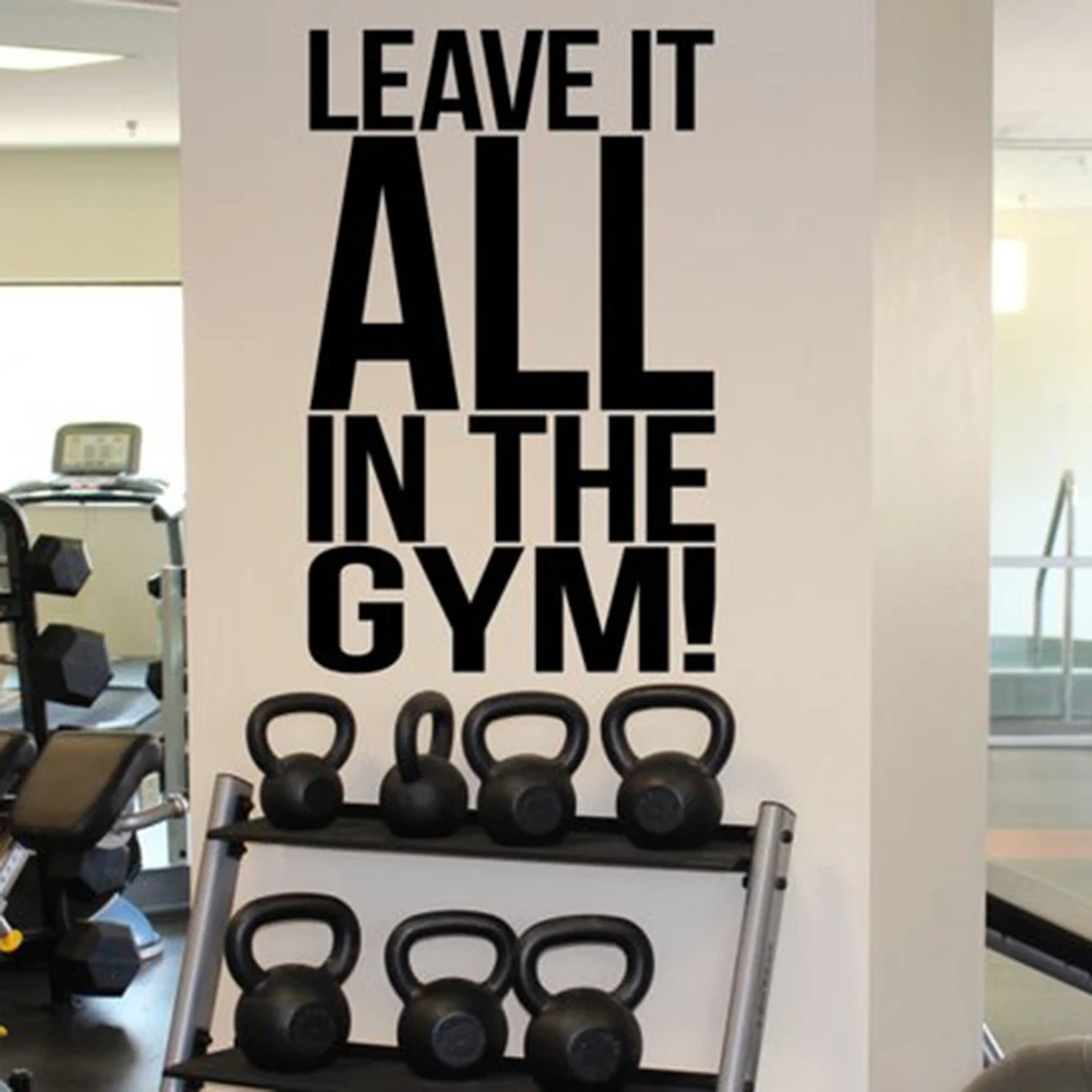 

Leave It All in The Gym Wall Decal Gym Motivation Quotes Sport Fitness Workout Wall Vinyl Sticker Gym Interior Wall Graphic H445