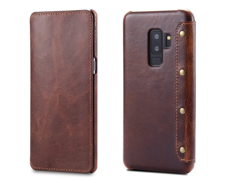 Solque Чехол-книжка из натуральной кожи для samsung Galaxy S8, S9 Plus, S, 8, 9, сотовый телефон, Роскошный Ретро Кожаный чехол-бумажник