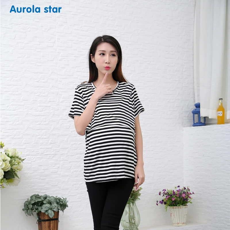 

Летняя одежда для беременных полосатая футболка для кормления грудью вырез лодочкой блузка для кормящих женщин хлопковые топы для мам