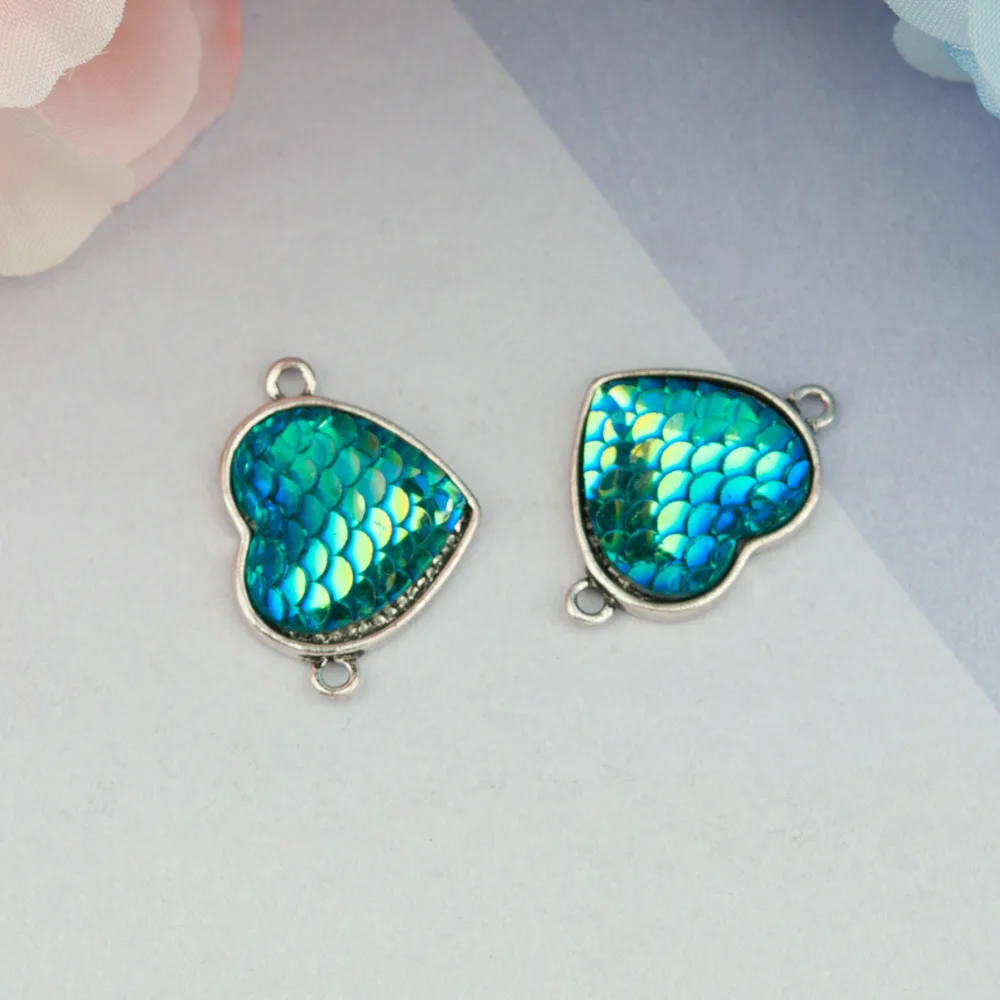 DoreenBeads Резина с Цинковым Сплавом Mermaid Fish Dragon весы Разъемы Сердце античное серебро