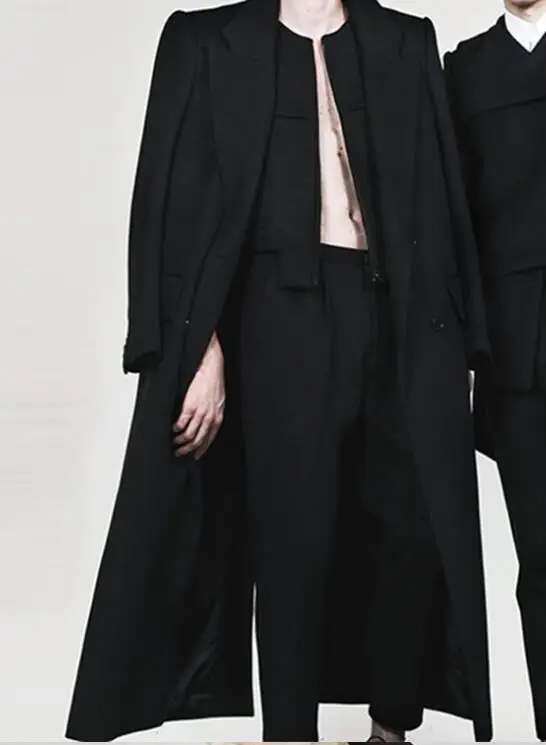 

S-6XL / Hot / Spring/autumn Men's New Fashion Personalized custom-made slim woolen coat jacket double-breasted super long wool