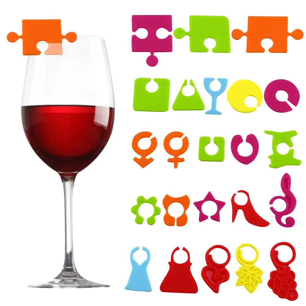 24PCS Wine Glass Label Creative Recognizer Silicone Red Cocktail Logo Party Drink Decoration For Bar Restaurants |
