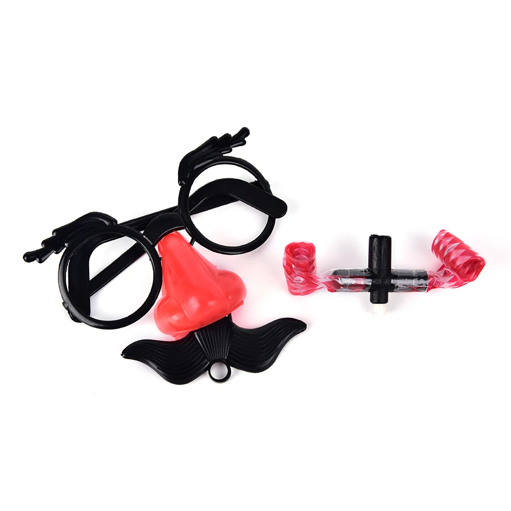 2 шт. забавные усы для носа клоуна очки свисток Костюм мяч круглая оправа