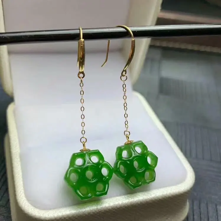 SHILOVEM 18k желтое золото Настоящая Натуральная яшма серьги капли ювелирные изделия