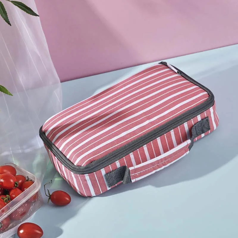 2.5L stylish printing canvas lunch bag portable small cooler ice pack thermal picnic box meal drink fruit insulated cool | Багаж и сумки