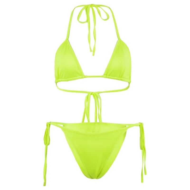 Женский неоновое бикини ZADORIN однотонный бандажный мини костюм на лето