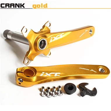 CRANK gold IXF BCD104 мм ЧПУ untralight велосипед шатун MTB/шатун для дорожного велосипеда набор с BB 6 цветов Кривошип для велосипеда Дешевые DH Кривошип группа - Цвет: CRANK gold