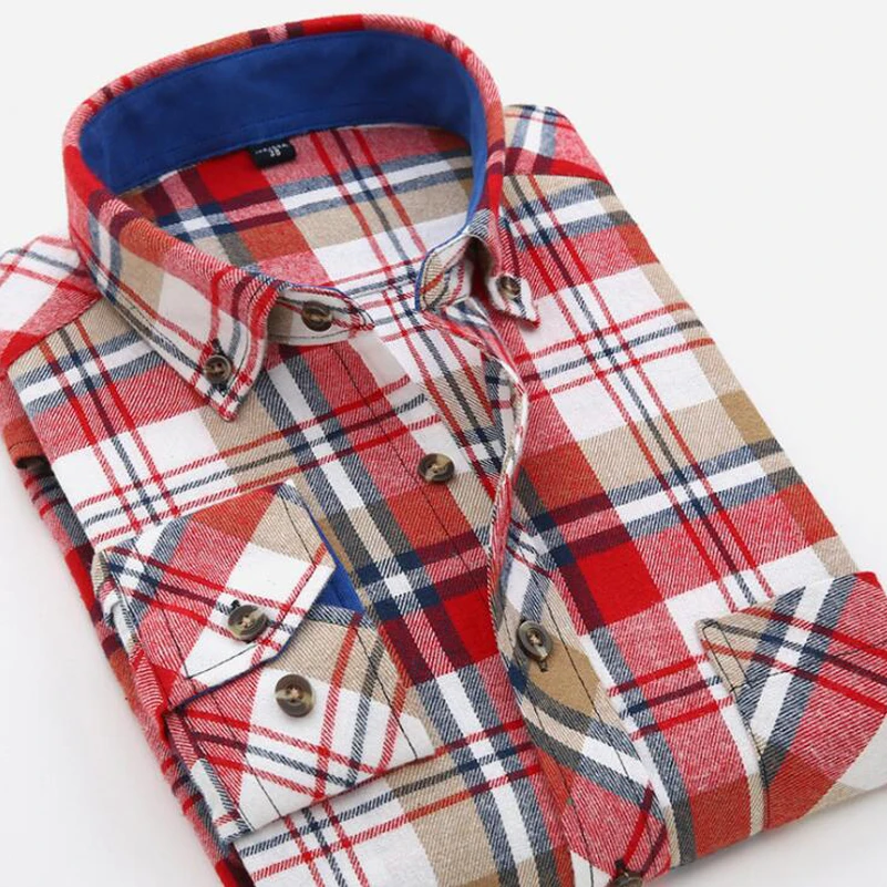 2017 Осенняя мужская рубашка модная клетчатая приталенная одежда с длинным