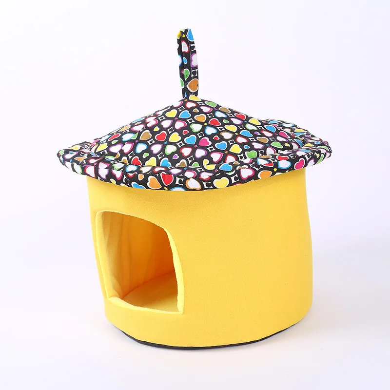 Модный Круглый домик для питомца Конура плюшевого домея холщовая милая кошечка
