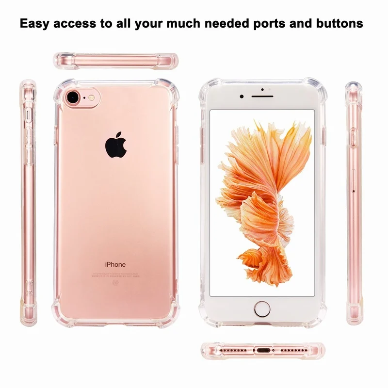 Чехол Ascromy для iPhone 7 кристально чистый ударопрочный чехол прозрачный мягкий из
