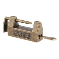 1pc vintage antique iron jewelry wooden box padlock chinese old brass padlock for suitcase drawer cabinet key 3318mm