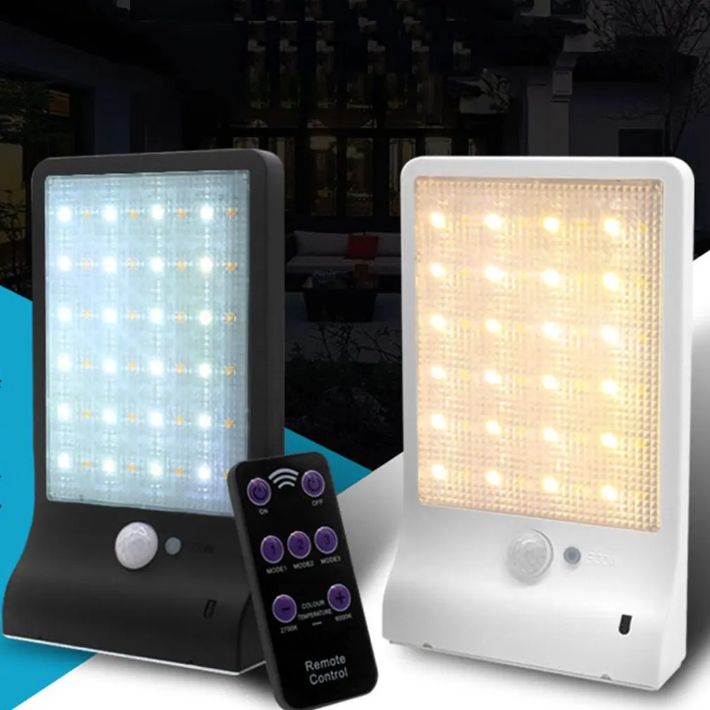 48LED Солнечная лампа Индукционная наружная Водонепроницаемая уличная настенная