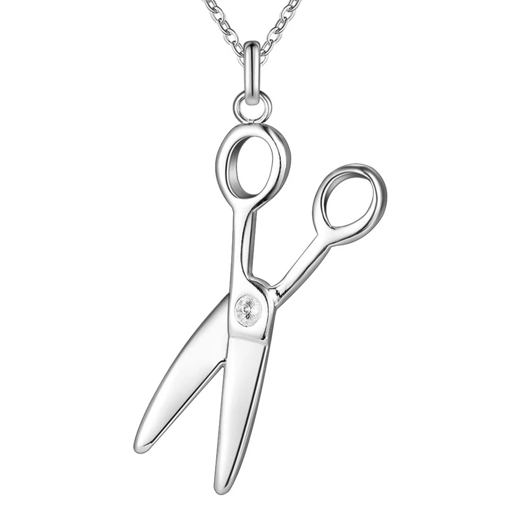 2019 модные белые посеребренные длинной цепи Цепочки и ожерелья в форме ножниц