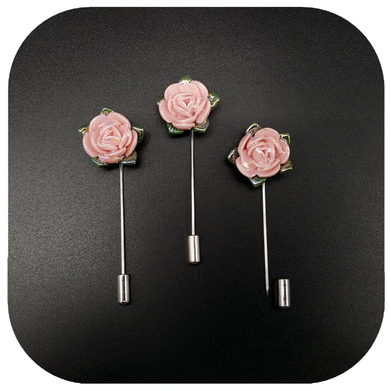 Ручная работа керамические розы отворот булавки для леди пальто и шляпа |
