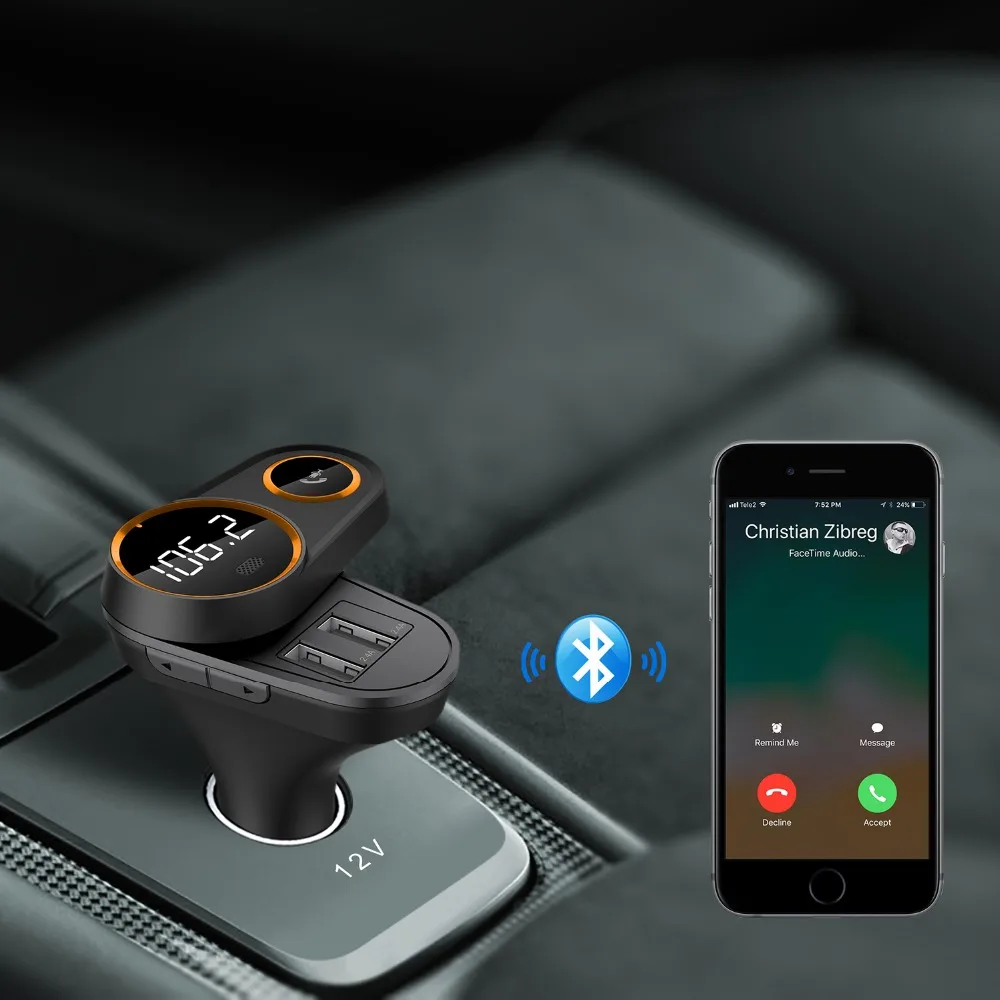 AUTOPMALL Bluetooth fm-передатчик Автомобильный MP3-плеер беспроводной автомобильный аудио Радио адаптер зарядное устройство двойной USB порт Громкая связь вызов