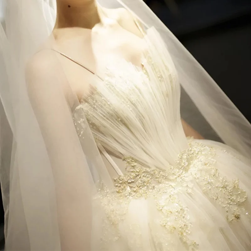 Свадебные платья 2018 романтическое платье принцессы свадебное на бретельках с