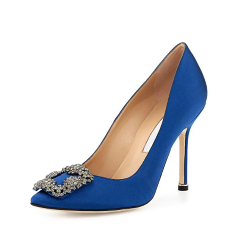 yanicuding High Thin Heeled Shoes Women Luxury Satin Pumps Bridal Crystal Embellished Wedding Bride Lady | Обувь