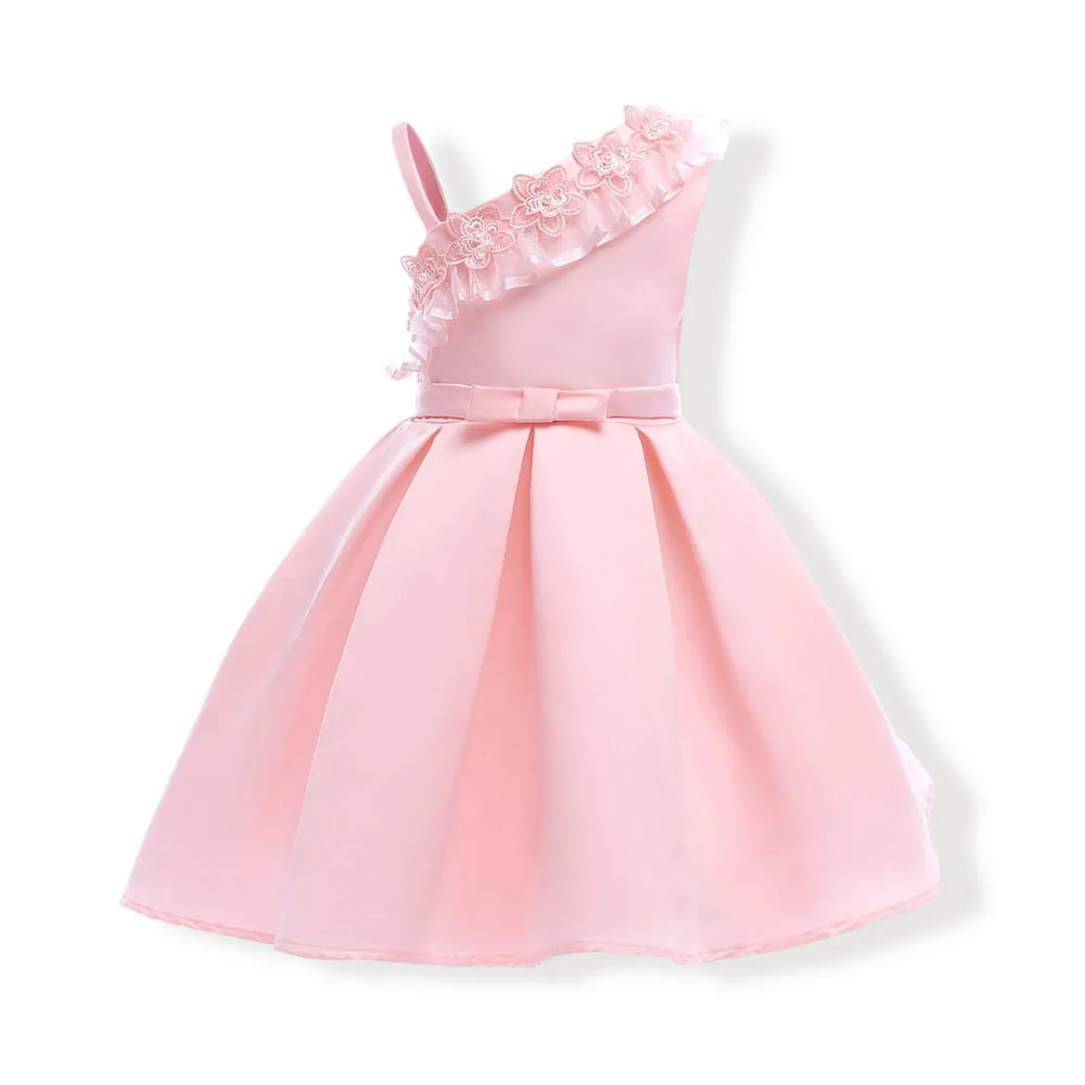 

2018 New Hot Sale Girl Princess Dress European And American Girls Cute Print Dress Small Children's Dress Powder 3-9Years