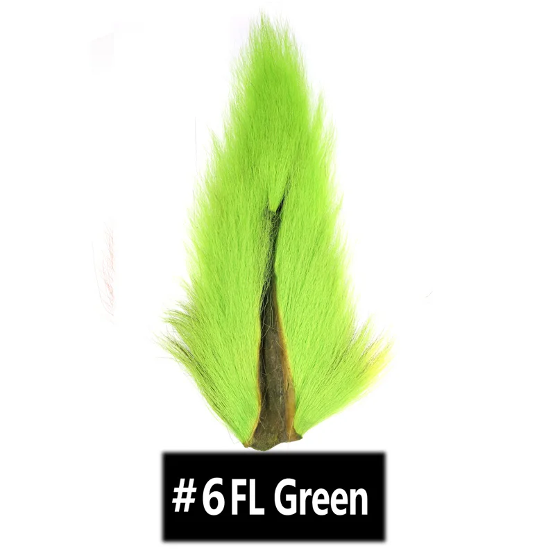 FL Green 1PC Материал для завязывания мух окрашенный олень хвост волосы мех Bucktail Buck мухи для завязывания соленой воды мухи сухие желтый зеленый синий красный - Цвет: FL Green 1PC
