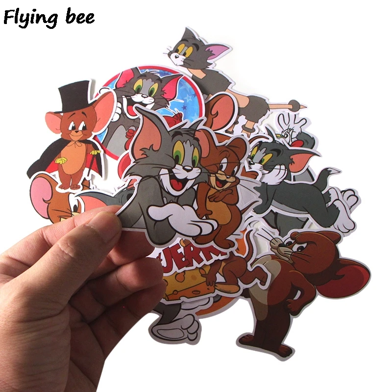 Flyingbee 17 шт. кошка мультфильм милые ПВХ наклейки Скрапбукинг для автомобиля багаж ноутбука Наклейка Спальня Diy украшения X0280