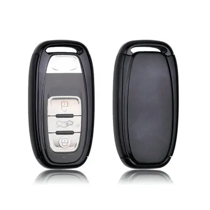 black Защитный чехол для ключей из ТПУ+ поликарбоната для Audi A4 A4L A5 A6 A6L Q5 S5 S7 защитный чехол для автомобиля Стильный чехол для Smart Key - Название цвета: black