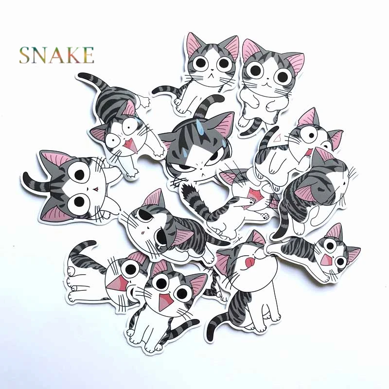 14 шт. сыр кошка Стикеры ПВХ милая Пижама Hello Kitty Пижамный костюм с чемодан