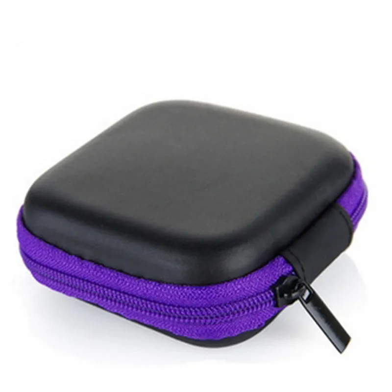 Purple Мини-наушники с застежкой-молнией наушники коробка для SD Карты Чехол гарнитуры для переноски цифровой дорожная сумка-Органайзер для компьютерных аксессуаров - Цвет: Purple