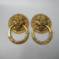 collectible home decorated crafts 1 pair chinese handwork brass big door knocker style 0009