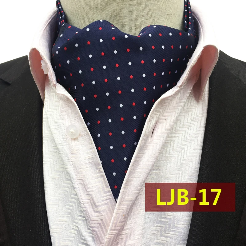 

Design Ties Luxury White with Red Dot Ascot British Style Jacquard Woven Ascots for Party 17