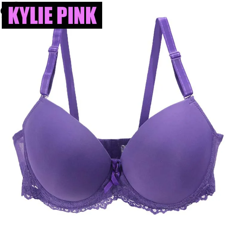 KYLIE/розовый 6 цветов, 6 шт./партия, большой бюстгальтер для женщин и девочек, большие размеры, сексуальные бюстгальтеры пуш-ап, нижнее белье, женское нижнее белье, бюстгальтеры на бретелях - Цвет: Фиолетовый