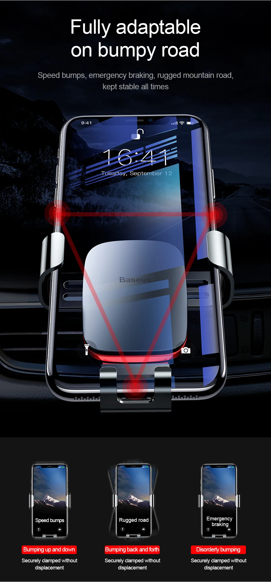 Универсальный автомобильный держатель для телефона Baseus для iPhone11 X samsung S10 S9 Xiaomi, держатель, металлическая пластина, подставка-держатель для сотового телефона