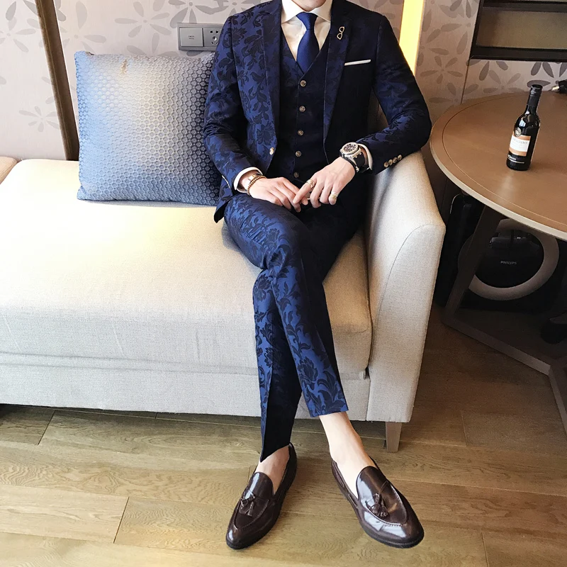 Новинка 2017 осенне-зимний цветочный костюм жениха высококачественный мужской в