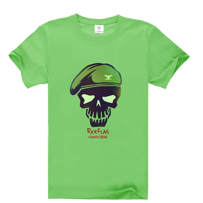 2016 Suicide Squad Detective Comics RICKFLAG мужская Хлопка С Коротким Рукавом Футболки Повседневная