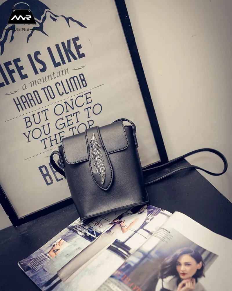 Клапан Кармана 2016 Хан Издание Новых Ведро Pu перо женская Склон Через Небольшой