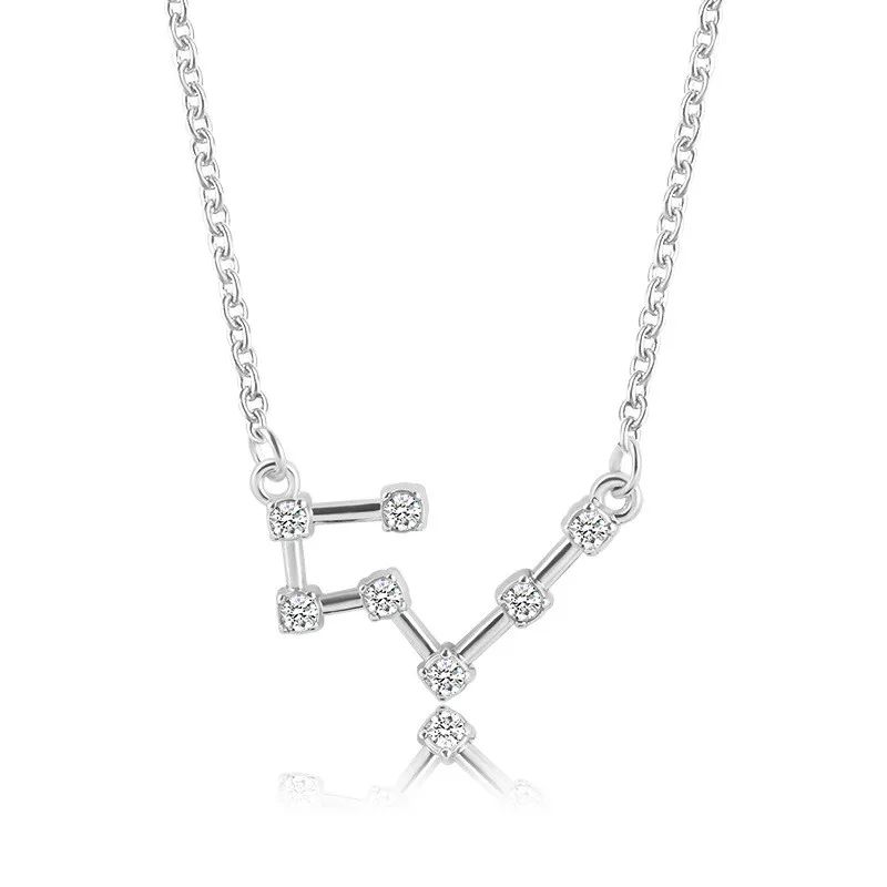 Taurus Silver Цвета: золотистый, серебристый 12 Созвездие подвеска, нержавеющая сталь, Цепочки и ожерелья s длинная цепочка, со стразами заявление Цепочки и ожерелья для Для женщин Свадебная бижутерия Collier Femme - Окраска металла: Taurus Silver