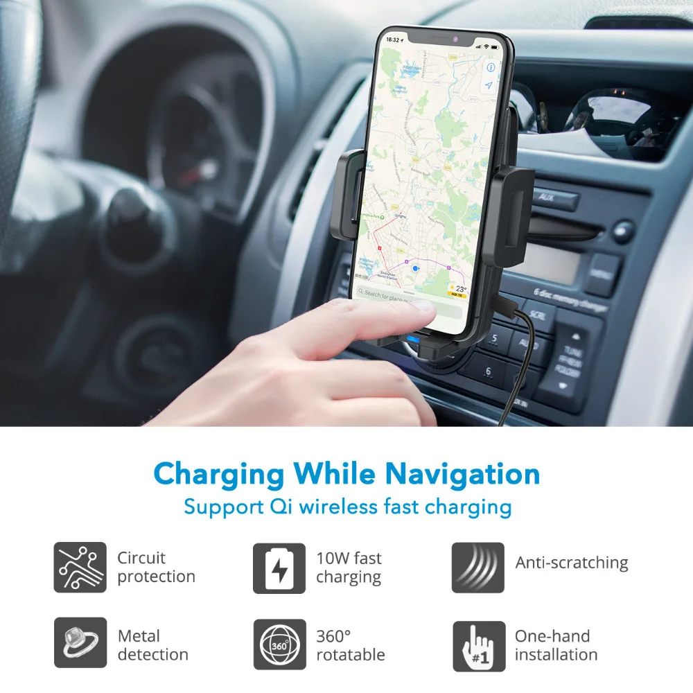 Mpow Qi Fast Wireless Car Phone Mount CD Slot 10W 7.5W 5W Auto Charging Powers For iPhone XR XS 8 8Plus Samsung S9 S8 S7 S6/edge |