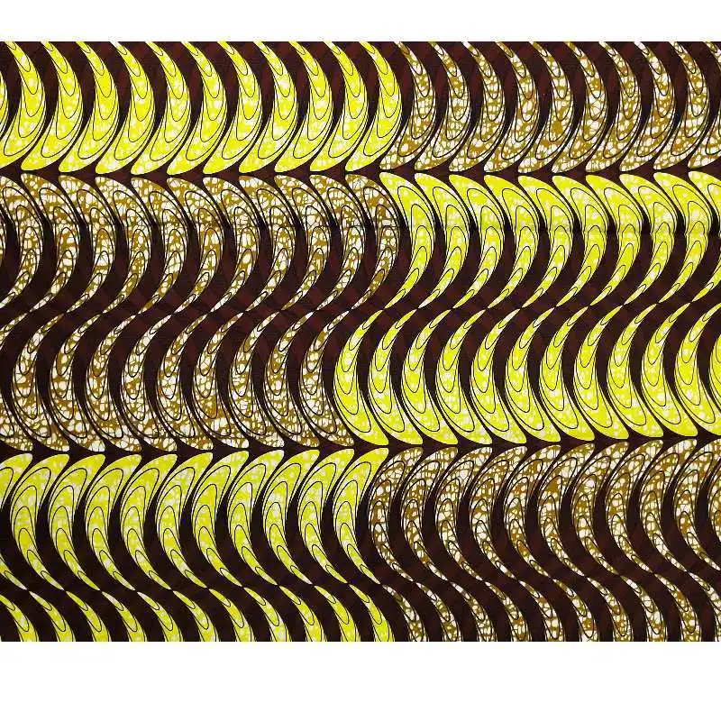 

100% cotton nigeria gold color african ankara dashiki wax print fabric lady wedding party nice dress kitenge by 6 yards